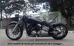 Paralama Traseiro Yamaha Dragstsar 650 Pneu até 180mm de largura 70 cm acompanha kit fixação banco solo com mola Suporte de Placa Lateral - metalcustomgarage