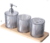 SET DE BANO C/BASE DE MADERA GRIS DISPENSER/VASO Y PORTACEPILLOS - comprar online