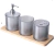 SET DE BANO C/BASE DE MADERA GRIS DISPENSER/VASO Y PORTACEPILLOS - comprar online