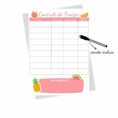 Planner Controle do Freezer Magnético 21x30cm Rosa Frutas - comprar online