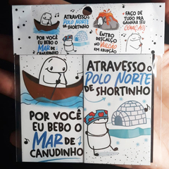 Kit Mini Ímãs de Geladeira Bebo o Mar de Canudinho c/ 4 Ímãs