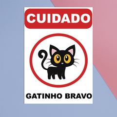 Ímã de Geladeira 12x8,5cm Cuidado Gatinho Bravo