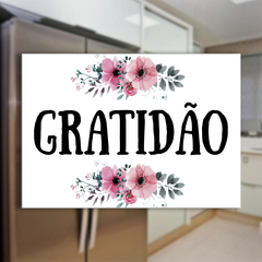 Ímã de Geladeira Gratidão com Flores 8,5x6cm