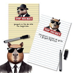 Mini Planner Magnético Capivara Anotações c/ Caneta Ímã 12x19,5 cm