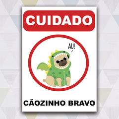 Placa Decorativa Cuidado cãozinho bravo!