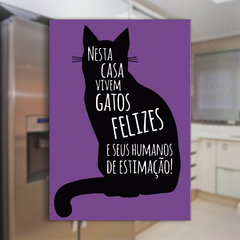 Ímã de Geladeira Gatos Felizes Roxo 6x8,5cm