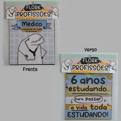 Pacote 2 Ímãs de Geladeira Flork Profissões 7,5x7,5cm Frente e Verso