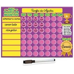 Quadro de Incentivo/Tarefas Neutros Roxo com Amarelo