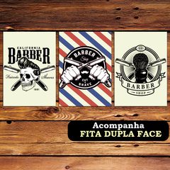 Kit 3 Placas Decorativas Barbearia 21x30cm - comprar online