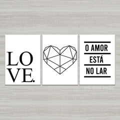 Kit 3 Placas Decorativas Love O Amor Está no Lar