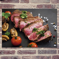 Kit 2 Placas Decorativas Cantinho do Churrasco Foto Carne Fatiada - comprar online