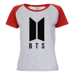 Camiseta BTS Babylook Raglan Kpop Boyband POP na internet