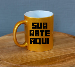 Caneca Personalizada Dourada sua estampa empresas presente criativo