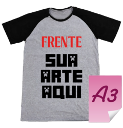 Camiseta Raglan Mescla personalizada sua estampa A3 logo empresa foto