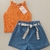 Conjunto tricô com shorts jeans