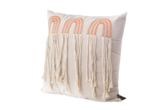 Almofada Linho Cru 52x52 C/Apliq Macrame