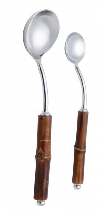 JOGO 2 CONCHAS DE SERVIR INOX COM CABO DE BAMBU - comprar online