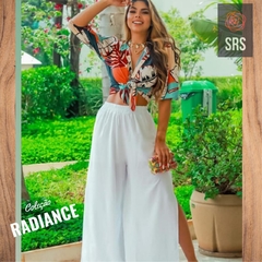 Calça Pantalona Branca com fenda