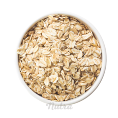 Avena instantánea premium en un tazón blanco.