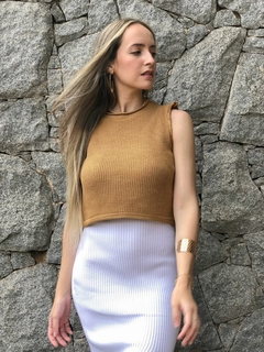 CROPPED FLORENÇA MARROM/DOURADO na internet