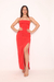 Vestido Largo Lurex Con Tajo Buche Tira Cruzado #890L