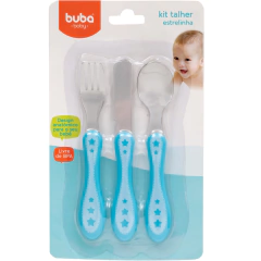 Kit Talher Inox 3 Peças Estrelinha Azul Buba - comprar online
