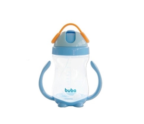 Copo com Alça Canudo de Silicone e Válvula 300 ml Azul Buba