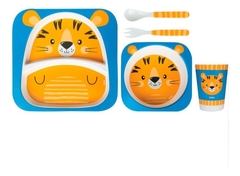 Kit Refeição Fibra de Bambu 5 peças Tigre Buba
