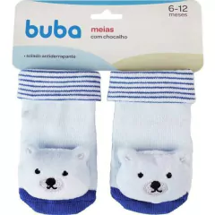 Meia Antiderrapante com Chocalho Ursinho Azul Buba - comprar online