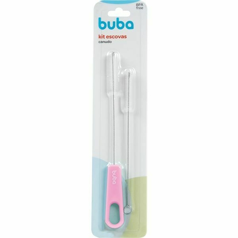 Kit de Escovas para Limpeza canudo com 2 unidades Rosa Buba