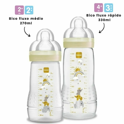 Kit Mamadeira Mam Antivazamento 270ml e 330ml Easy Active Neutra