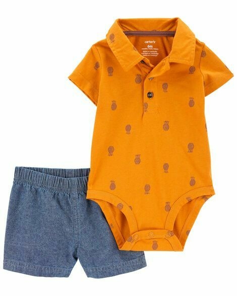 Conjunto Body Polo e Short Abacaxi 12m Carter's - comprar online