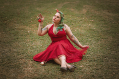 Vestido Norma Jean Vermelho - Criativa Retrô