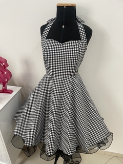 Vestido Frente Única Xadrez Preto