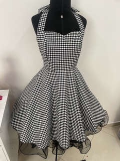 Vestido Frente Única Xadrez Preto - loja online