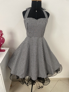 Vestido Frente Única Xadrez Preto - Criativa Retrô