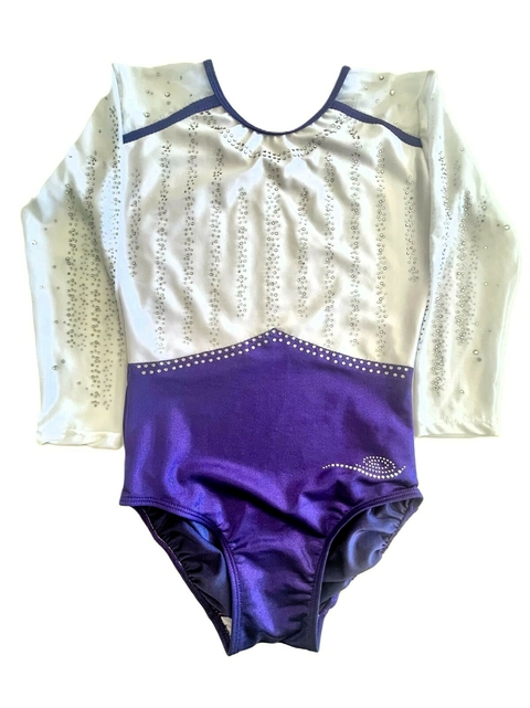 0090 MALLA LYCRA VIOLETA IMPORTADA CON MANGAS DE TULL STRASS NACIONALES - comprar online