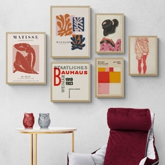 WALL (Mix de categorías y tamaños) / WALL 2 / Incluye 6 cuadros: 2 cuadros de 30x40 + 1 cuadro 30x30 + 3 cuadros de 20x30/ Matisse + Bauhaus + Shuho + Schiele