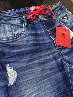 Imagem do Calça Jeans Jogador Premium Jogador detalhes exclusivos.