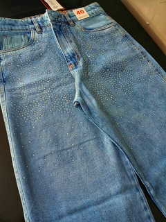 Calça Jeans Wide Lag Com Brilho Linda Demais - comprar online