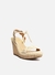 Sandália Arezzo Anabela Plataforma Tiras Bordadas Off-White - comprar online