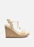 Sandália Arezzo Anabela Plataforma Tiras Bordadas Off-White