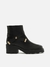 Bota Arezzo Couro Cano Curto Salto Alto Tira Preta