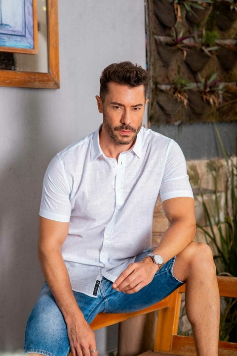 Camisa Linho Branca Italiana MC