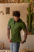 Polo Burble Suedine Ziper Verde Militar - loja online