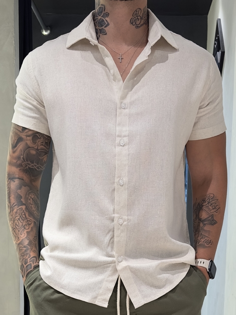 Camisa Linho Natural Italiana MC - comprar online