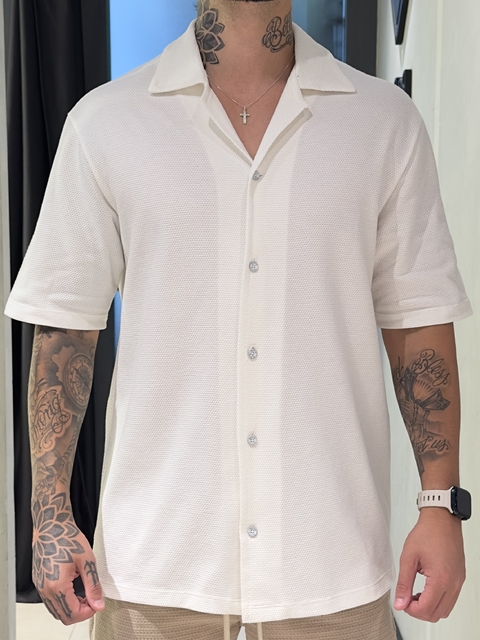 Camisa Cubana Texturizada Off White - comprar online