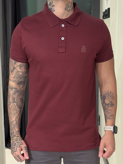 Polo Burble Suedine Botão Bordô - comprar online
