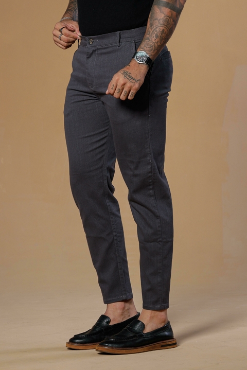 Calça Alfaiataria Sarja Texturizada Cinza - comprar online