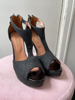 Sandalias de cuero con gliter y plataforma (38) - comprar online